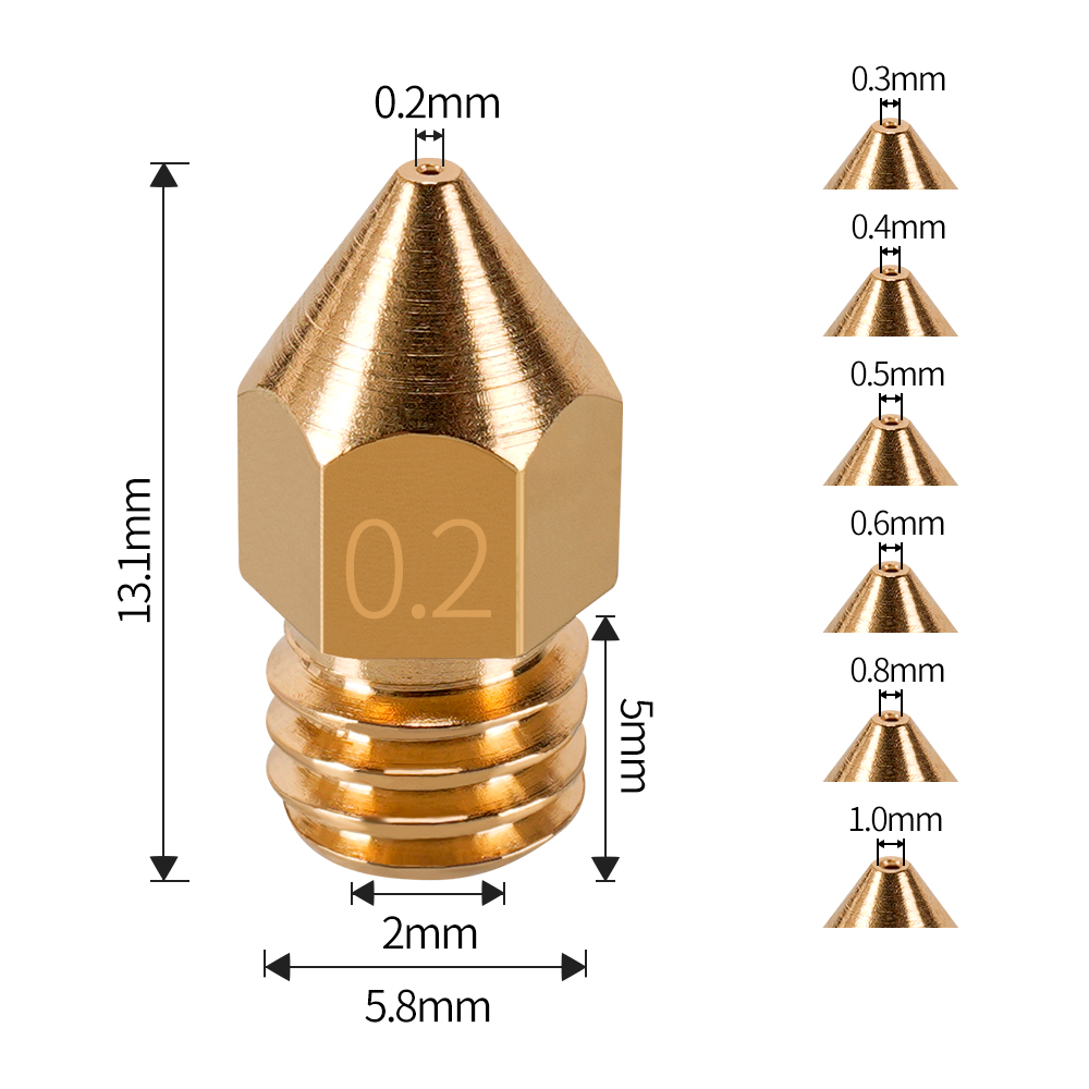 MK7 MK8 Nozzle 0.4mm 0.3mm 0.2 - 3D Printing Website recension och pris