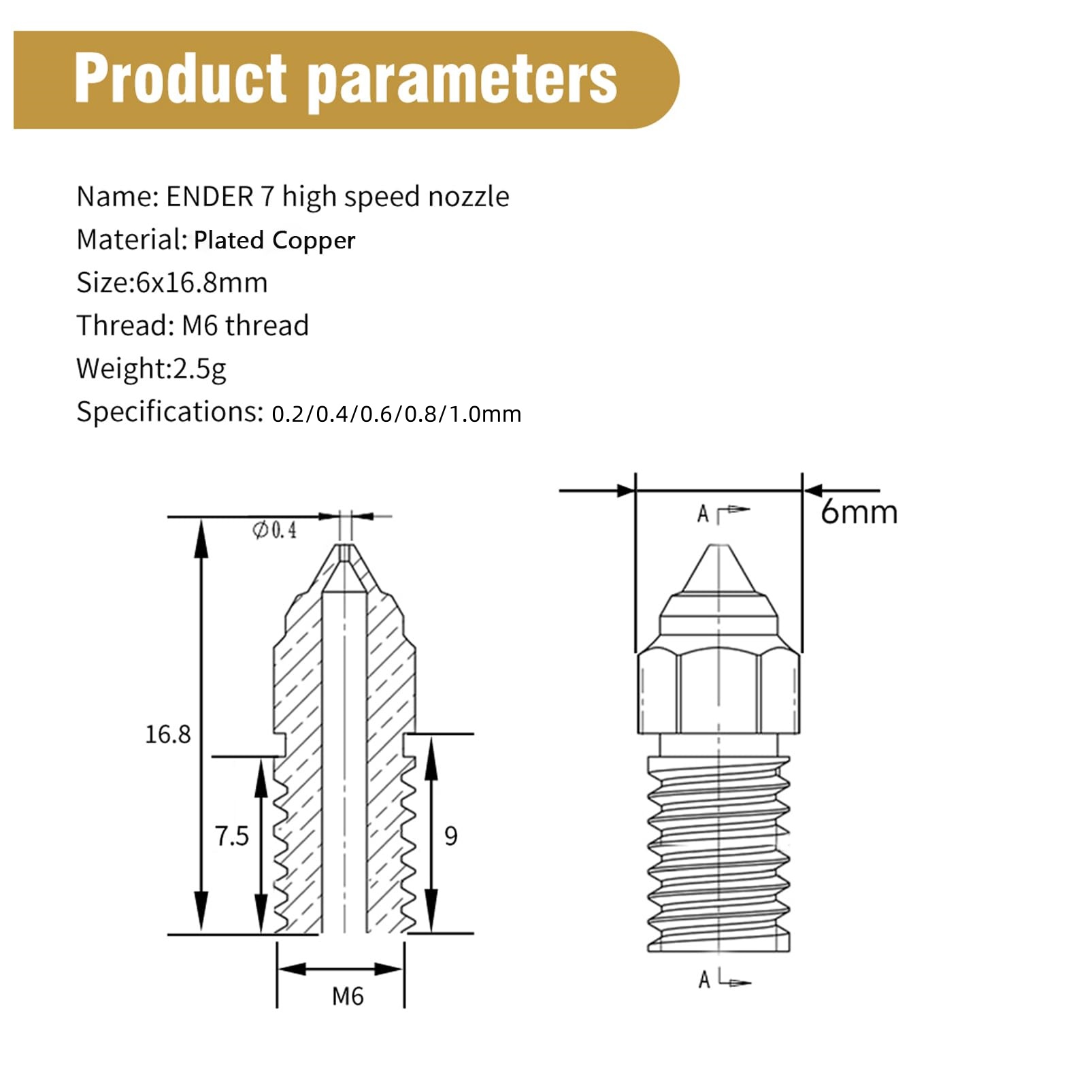 Creality Ender 3 V3 SE, Ender  - 3D Printer Nozzle Brass recension och pris