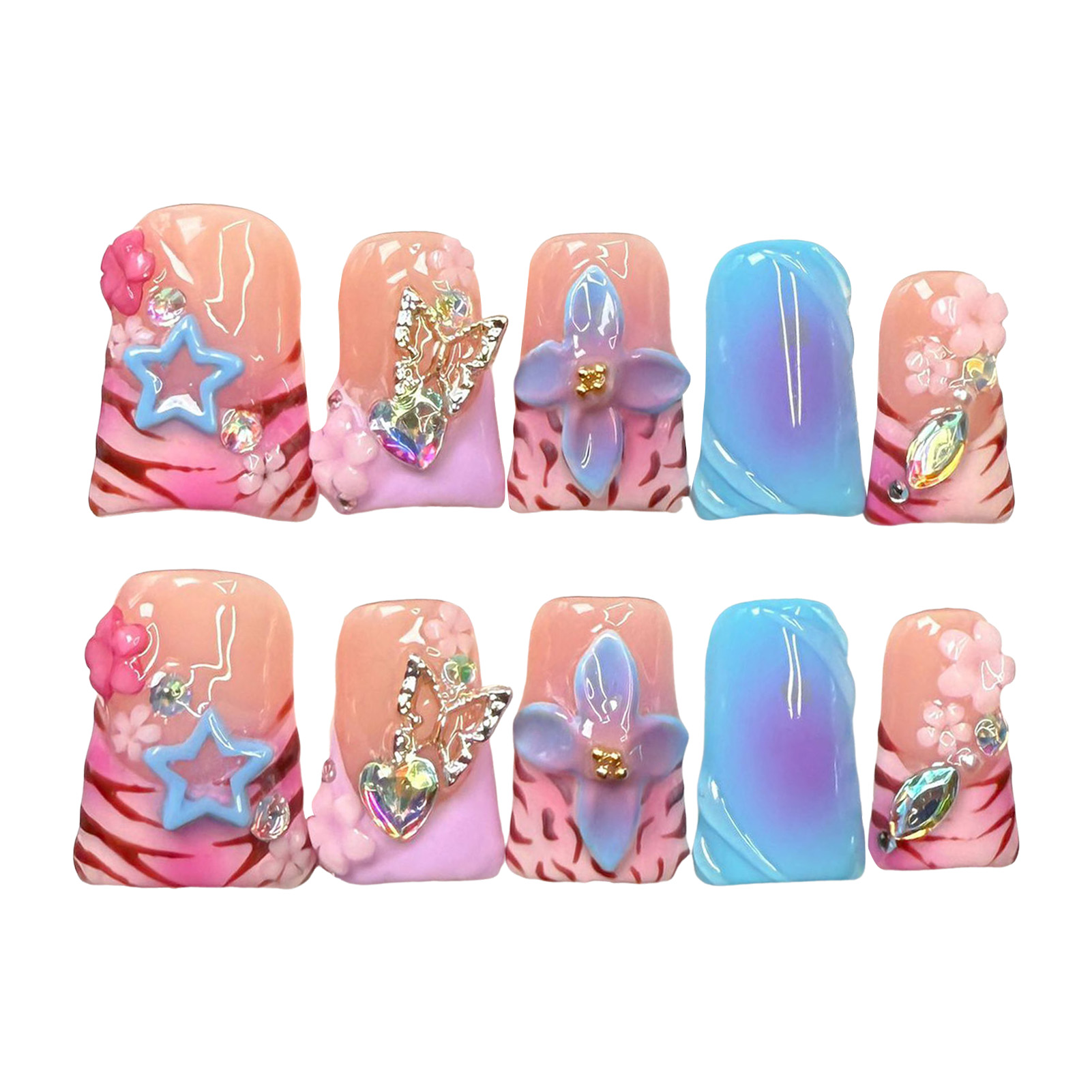 10pcs Handmade Fake Nails Duck - 3D Printing Ptc recension och pris