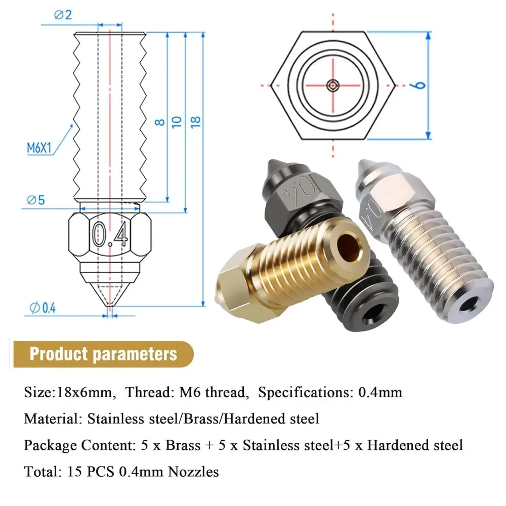 5/10pcs Elegoo Neptune 4 Nozzl - 3D Printer Nozzle Brass recension och pris